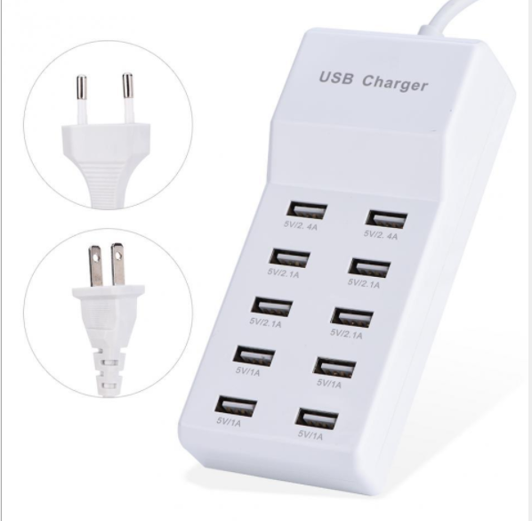 AilesTecca Mazon Top Selling 5V2.4A USB Ports Power Adapter Charger Adapter 10 Port for Mobile Phone Multifunction Chargers