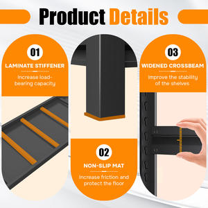 מדף ספרים מודרני ממתכת, מתכוונן, התקנה ללא ברגים, יחידת אחסון עמידה, ריהוט לבית, למשרד ולסלון - Product Image 2