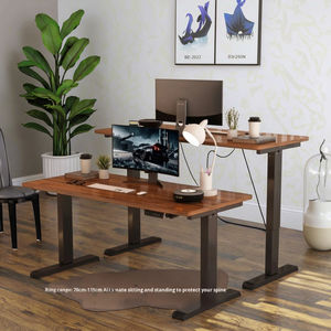 Scrivania Regolabile in Altezza Elettrica con Motore Singolo/Doppio, Gambe in Legno per Ufficio e Gaming - Product Image 2