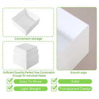 Ensemble de 3 supports à gâteaux en acrylique blanc de 3 mm, carrés, à fond creux, pour présentation de nourriture, gâteaux, desserts, buffet, traiteur