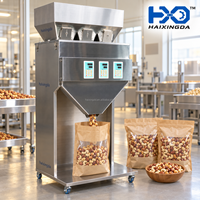 Machine de remplissage robuste à triple tête 5000g avec conception à triple trémie en acier inoxydable pour granulés, poudres et matériaux secs en vrac