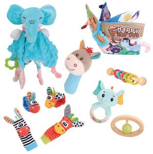 Jouet sensoriel en plastique pour bébé, ensemble d'activités Montessori 5 en 1 - Hochet, Anneau de dentition, Sonnette à main, <span class=keywords><strong>Hochets</strong></span> de poignet/pied pour nouveau-né - Product Image 1