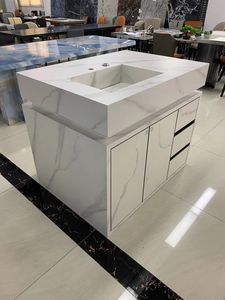 Comptoir de cuisine moderne Couleur naturelle Armoire stratifiée prête à l'emploi Tuile de granit artificiel Dalle de roche en porcelaine Matériau naturel - Product Image 2