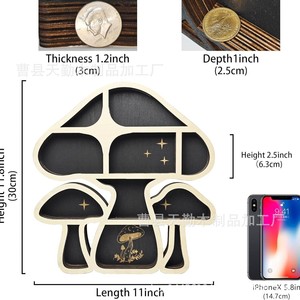 Wooden storage <b>rack</b>, simple mushroom shape, crystal stone storage <b>rack</b>, new solid wood home living room decorative <b>shelf</b>. - Product Image 4