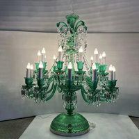 Lampe de table en cristal K9 vert vintage, style bougie, pour hôtel, banquet, mariage, décoration de villa