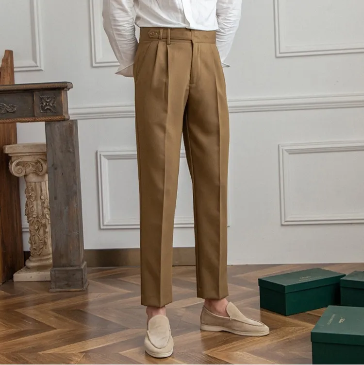 2023 New British men's casual anti-wrinkle all match retro designer niche dress pants