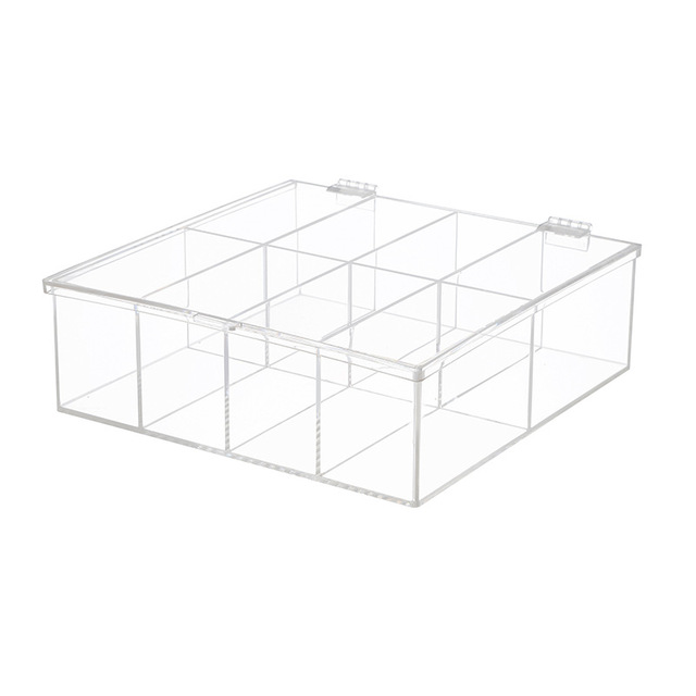 8 Compartments Pantry Kitchen Tea Bag Organizer Clear Acrylic Tea Storage Box with Lid