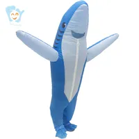 Disfraces divertidos para adultos y adultos, disfraz de Halloween de cara completa, Animal, mascota, tiburón inflable, gris/azul