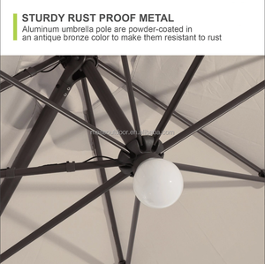 Luz Solar para exteriores, paraguas redondo de 11 pies, de aluminio, con ventilación de viento, para Patio - Product Image 3