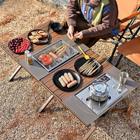 Table pliante portable en alliage d'aluminium pour l'extérieur, design farmhouse, carrée, 2 places, pour camping et pique-nique, Longhua