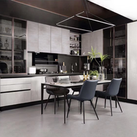 Meubles de cuisine de luxe modernes, ensemble de meubles de cuisine modulaires, évier, robinet, charnières, couleur personnalisée, verre acrylique, design sans poignée