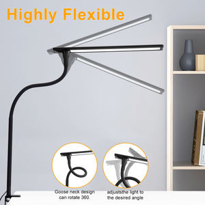 <span class=keywords><strong>Lampe</strong></span> <span class=keywords><strong>de</strong></span> bureau LED moderne avec <span class=keywords><strong>pince</strong></span> USB, col <span class=keywords><strong>de</strong></span> cygne flexible réglable pour la lecture, la tête <span class=keywords><strong>de</strong></span> <span class=keywords><strong>lit</strong></span>, l'établi, le bureau, la table, lumière à clipser - Product Image 3