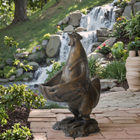 Sculpture en polystone bronze antique, bain et mangeoire pour oiseaux, autoportante, résistante à l'eau, pour oiseaux sauvages de jardin