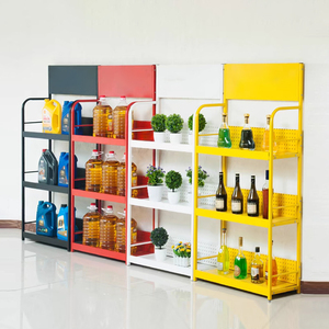 Tek taraflı hafif hizmet 4 raflı ayarlanabilir arka renkli Metal bağlantısız perakende vitrin rafı süpermarket mağazası için - Product Image 3