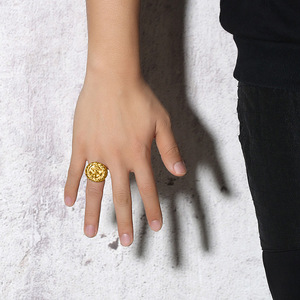 Anello di lusso Vintage in acciaio inox <span class=keywords><strong>oro</strong></span> per gli uomini Punk ancora anello di <span class=keywords><strong>nozze</strong></span> con sigillo per la festa di anniversario taglio gioielli accessori - Product Image 6