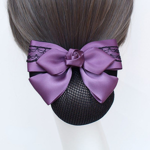 Barrette à cheveux HZM-61295 avec nœud papillon, filet à cheveux en maille antidérapante, crochet professionnel pour le travail - Product Image 5