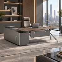 Bureau de direction moderne en forme de L, table de bureau de luxe pour PDG, ensemble de mobilier de bureau pour poste administratif