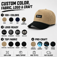 Casquettes de baseball ajustables à visière plate, perforées, avec cordon, style A-Frame, 5 panneaux, personnalisées pour le golf, OEM, marque privée, vente en gros