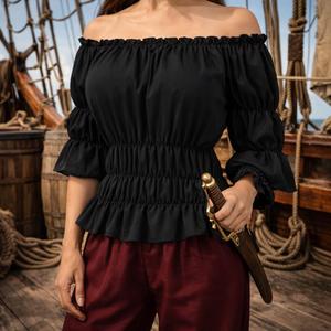 Blouse de costume de <span class=keywords><strong>pirate</strong></span> Renaissance pour femme, haut corset médiéval pour LARP et cosplay, accessoires de costume pour fête d'Halloween, costumes de films et de séries TV - Product Image 6