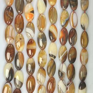 <span class=keywords><strong>Agata</strong></span> di caffè <span class=keywords><strong>marrone</strong></span> 15x30MM con Texture a strisce naturali forma ovale perle di pietre preziose per gioielli di moda circa: 380MM/Str - Product Image 5