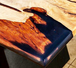 <span class=keywords><strong>Mesa</strong></span> de comedor de río con patas doradas de acero inoxidable, <span class=keywords><strong>mesa</strong></span> de resina <span class=keywords><strong>epoxi</strong></span> transparente, con borde vivo - Product Image 4