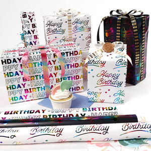 High Quality Disposable Virgin <b>Gold</b> Stamping Birthday Colorful Gift <b>Wrapping</b> Art <b>Paper</b> with Silicone Coating - Product Image 6
