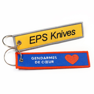 Porte-clés en tissu avec logo personnalisé Porte-clés brodé double face avec anneau et cadeau promotionnel - Product Image 5