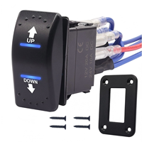 Interrupteur à bascule momentané 20A 12V à inversion de polarité, 7 broches, LED bleue, pour commande de moteur CC (monte/descend, entrée/sortie)