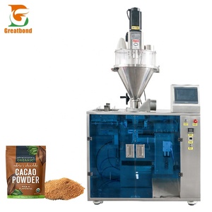 Custom Pneumatic Cosmetic Chili Cocoa Matcha Coffee Powder Zipper Doypack Pouch Three Side Feeding Weighing Packing Machine - Product Image 1