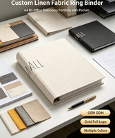 Classeur Premium 4 anneaux A4 B5 avec couverture en carton, pochettes à spirale, porte-cartes, logo personnalisé, estampage à chaud, OEM ODM, fourniture en gros, direct usine