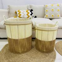 Panier à linge vintage avec corde en papier et cadre en métal - Écologique, durable et coloré