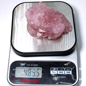 Barang Fengshui Ukir Tangan, Katak Kristal <span class=keywords><strong>Quartz</strong></span> Mawar Alami untuk Dekorasi - Product Image 2