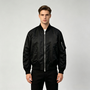 New Design <strong>Men</strong> Black Nylon <strong>Flight</strong> Bomber <strong>Jacket</strong> Classic Zipper Pocket Streetwear <strong>Flight</strong> Coat Satin Durable Bomber <strong>Jacket</strong> - Product Image 4
