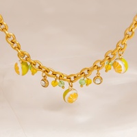 SUMMLY Trendy Zomer Fruit Citroen Emaille Charm Chunky Link Armbanden 18K Goud Gegalvaniseerd RVS Mode Sieraden Armbanden