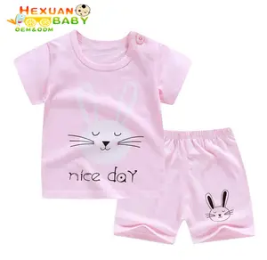 Set Pakaian Anak Perempuan Bayi Lucu Grosir Baju Musim Panas Mode Set Pakaian Butik Anak Perempuan Katun Shanghai