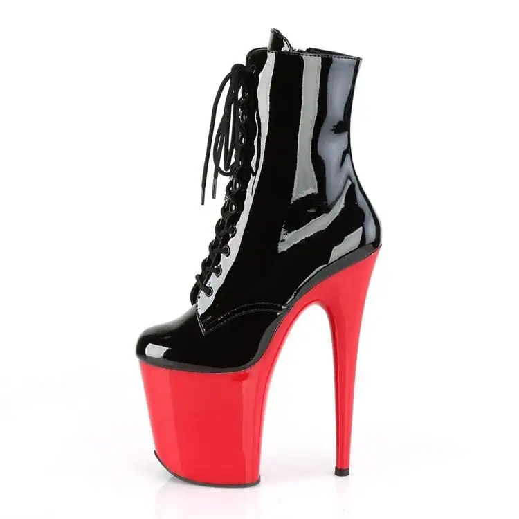 Gotik Patent deri düşük tüp seksi 2024 ayakkabı Lace Up siyah egzotik dansçı çizmeler çapraz soyunma kutup dans ayakkabıları Classics kler