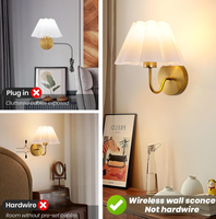 Applique murale décorative rechargeable LED remplaçable abat-jour sans fil lampe murale en tissu lampe murale pour chevet intérieur