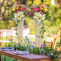 Support de vase en cristal acrylique or/argent en forme de trompette, centre de table de mariage, vase floral pour décoration de fête et de mariage