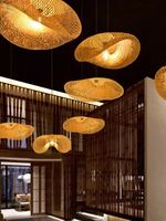 Lampu seni bambu tempat tidur dan sarapan Jepang, Pot panas ruang teh restoran kreatif, pencahayaan bambu buatan tangan gaya waby-sabi