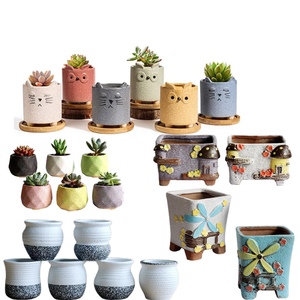 Vaso de cerâmica kawaii, mini vaso de flores para uso interno de casa, decoração de cerâmica, potes de plantas suculentas - Product Image 5