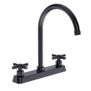 <span class=keywords><strong>Robinet</strong></span> de lavabo de salle de bain rétro britannique <span class=keywords><strong>noir</strong></span> mat à double poignée et tube fin - Product Image 1