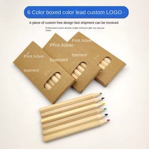 Pensil warna <span class=keywords><strong>Mini</strong></span> 3.5 inci Promosi Set pensil warna Logo kustom pensil warna kayu dengan kotak kertas Kraft - Product Image 1