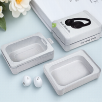 Emballage en pulpe de bagasse pressée à l'état humide pour boîte d'écouteurs, 100% biodégradable avec gaufrage pour casques audio et produits électroniques grand public