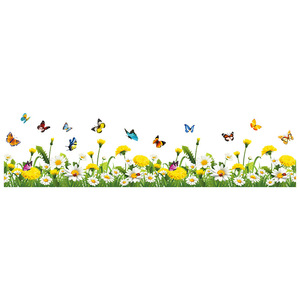 Flores y hierba Etiqueta de la pared Corrector y evitar la pared fea línea de esquina Calcomanías Sala de estar Papel tapiz decorativo - Product Image 5