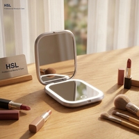 Miroir de maquillage LED portable avec grossissement 1X/5X, variateur tactile, lumière à mémoire 3 couleurs, arrêt automatique 15 min, rechargeable Type-C