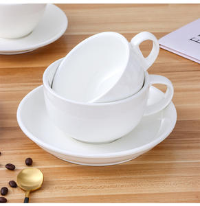 Ensemble de tasses à café blanches tasses à café en céramique avec grandes poignées tasse classique en porcelaine pour café thé hôtel café bureau vente en gros - Product Image 4