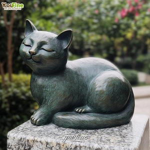 Statue de chat noir en bronze grandeur nature pour jardin, sculpture féline mystérieuse pour extérieur, décoration de jardin en fonte à <span class=keywords><strong>la</strong></span> cire perdue - Product Image 3