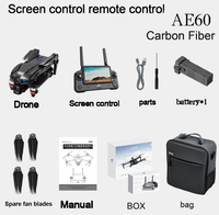 Drone GPS tout-en-un AE60 en fibre de carbone, écran 7,2 pouces, cardan 3 axes, fonction d'évitement d'obstacles et de largage aérien