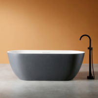 Baignoire autoportante noire, baignoire moderne à motif pierre