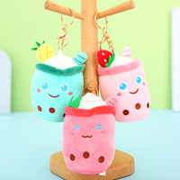 Dessin animé fruits lait thé tasse poupée pendentif sac pendentif expression 3d saisir Machine poupée en peluche jouet en gros